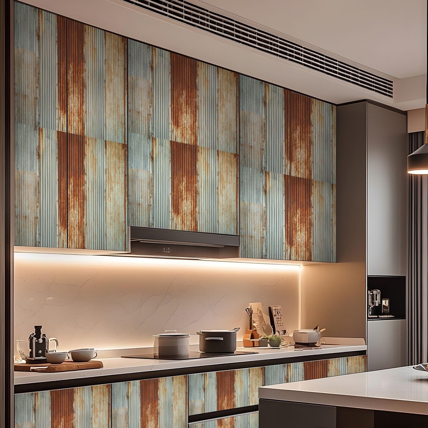 VGHUYEVOGERE Peel and Stick Wallpaper – Old Texture Rusty Galvanized Metal Pa…