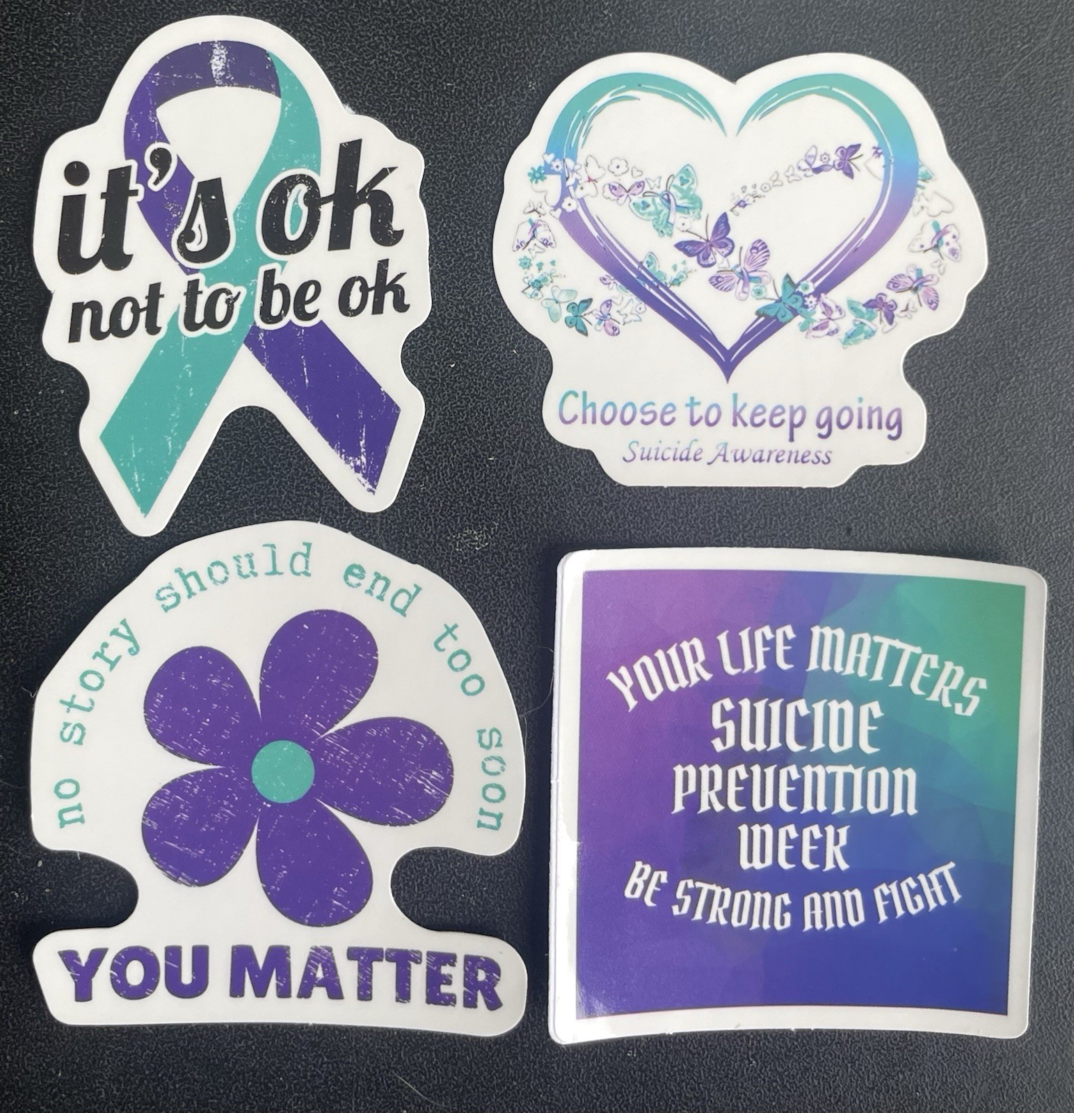 20 Suicide Prevention Awareness Stickers Purple Teal As Shown
