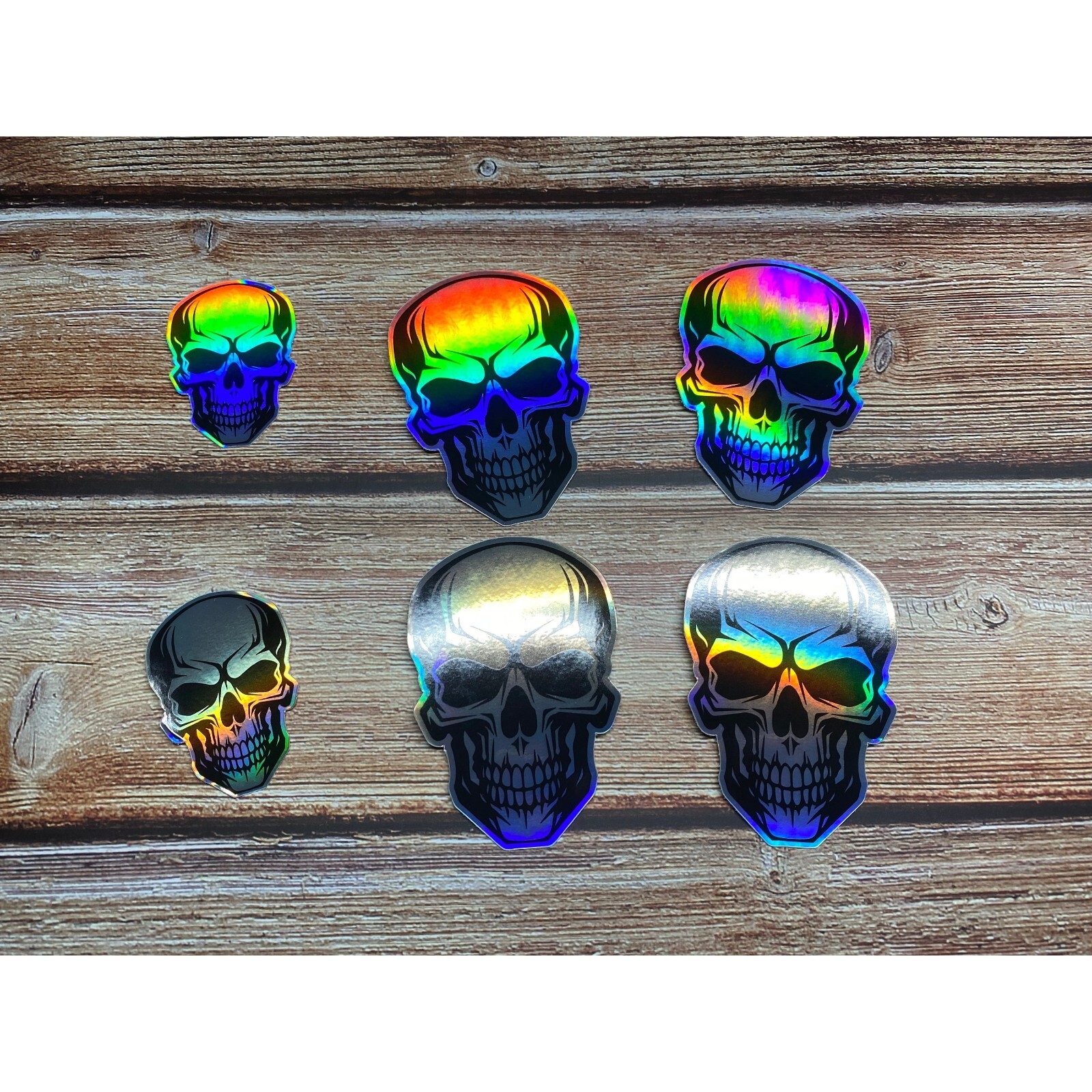 Skull Holographic Vinyl Sticker | Die Cut