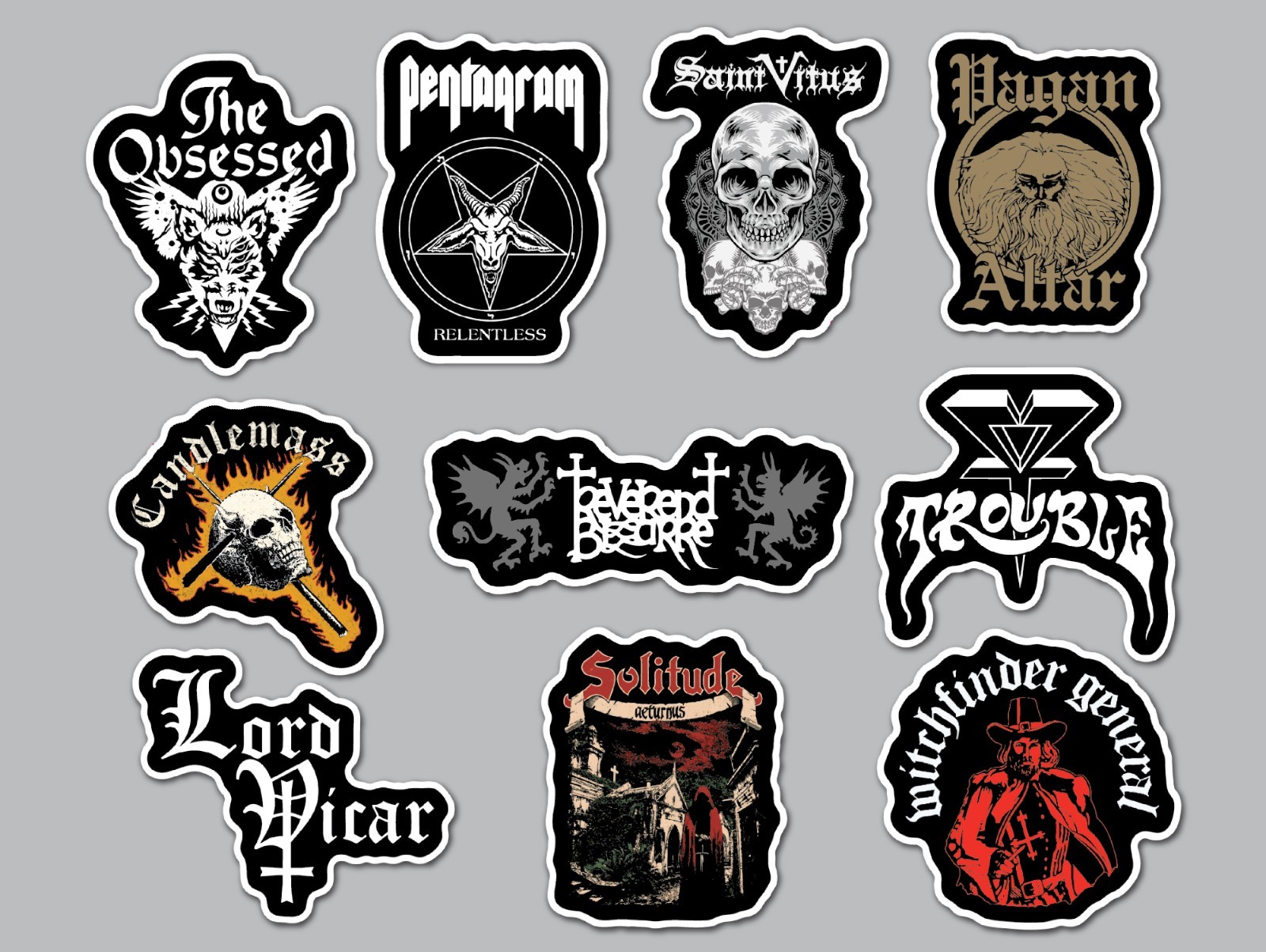 Stoner Doom Sludge Metal Vinyl Sticker Pack (OTY 10) SET 9 pentagram candlemass