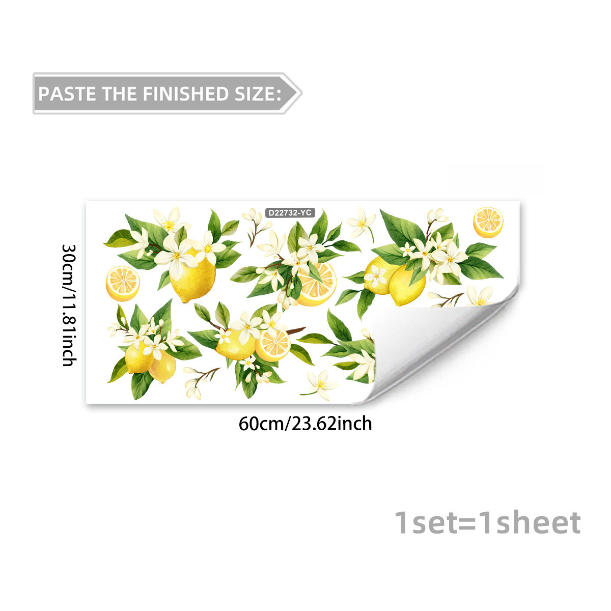 Modern Minimalist Lemon Flower Static Cling for Windows Doors and Smooth Walls