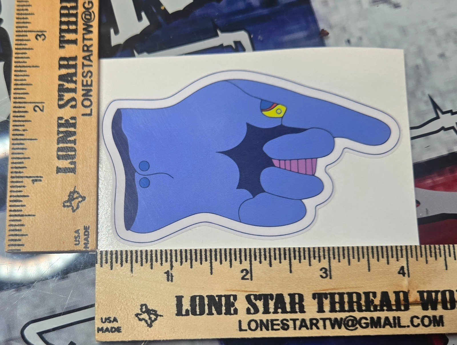 LAMINATED BLUE MEANIE BEATLES STICKER
