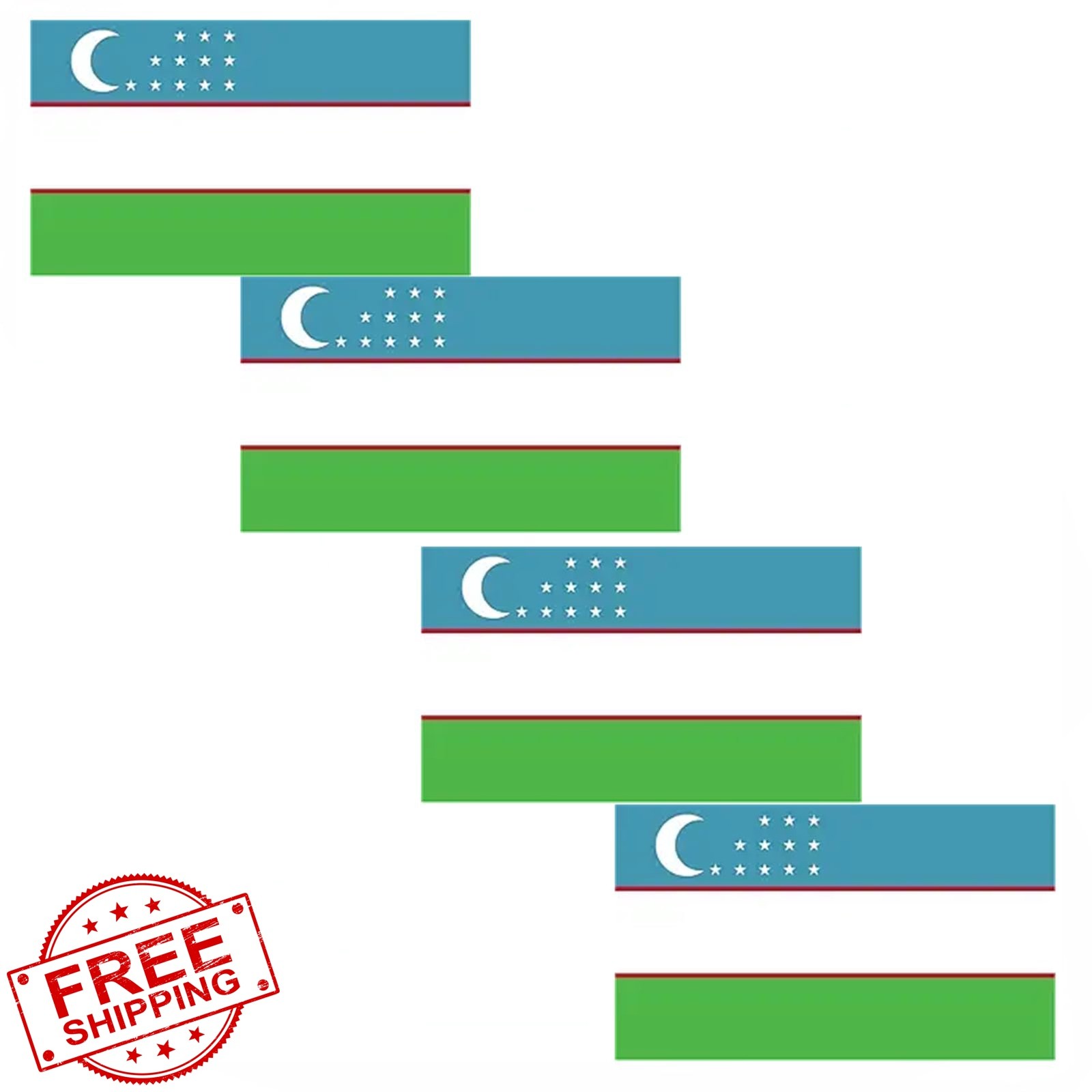 NEGNME 4 Uzbek Flag Stickers