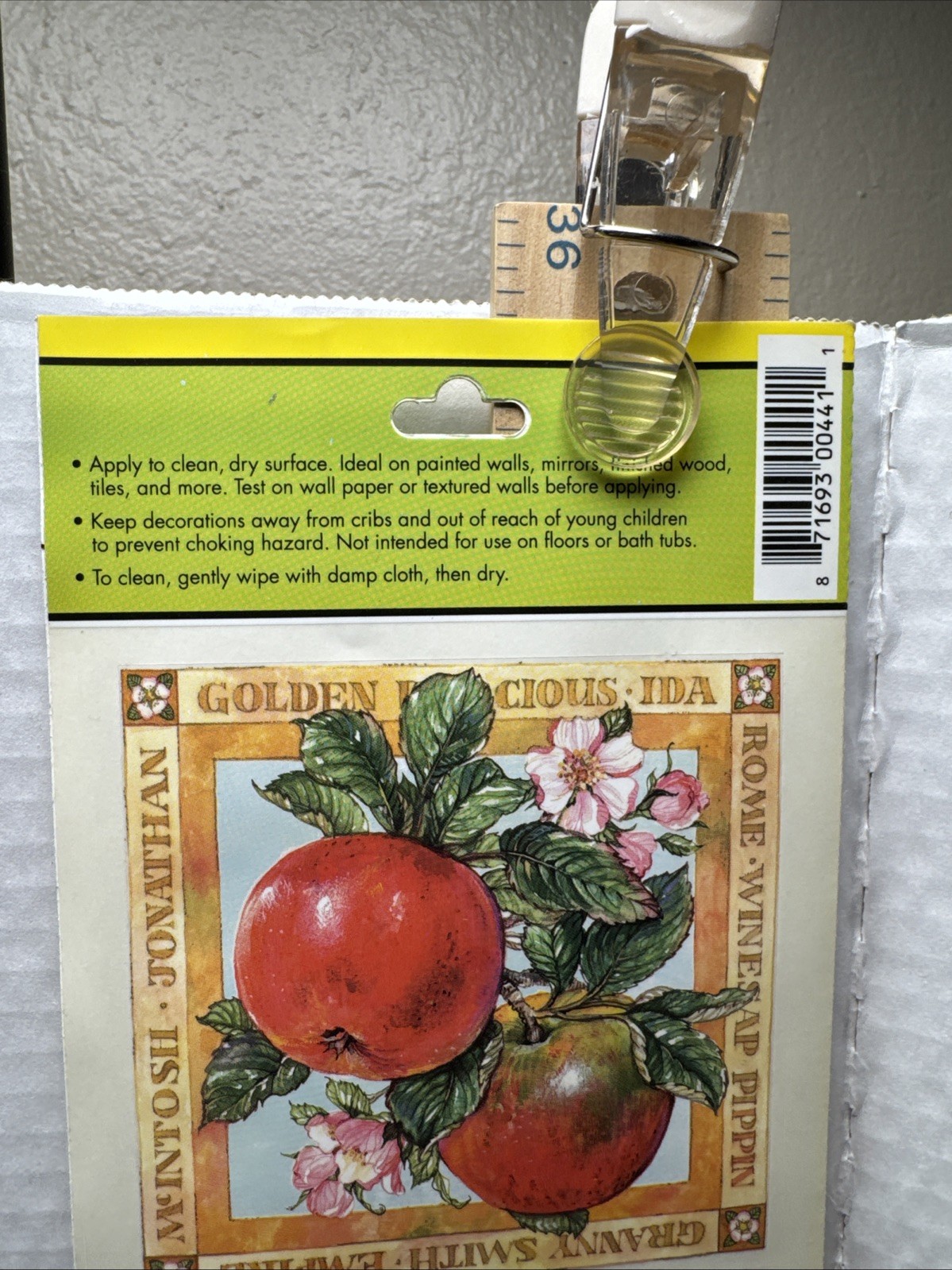 Main Street Wall Creations Vtg Tile Covers (8) Tomato Self-Adhesive Removable