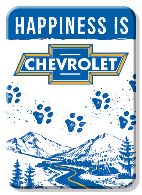 Happiness Is Chevrolet Logo Sign Refrigerator Magnet Decor 2.5 x 3.5 Inch