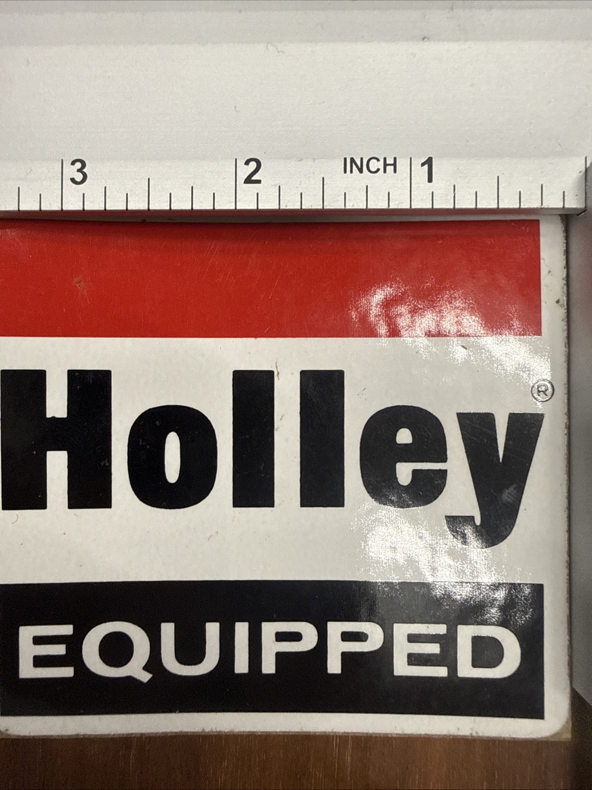 Vintage Holley Equipped Decal -3 1/4″ x 3 1/2″ «- Circa early 1980’s