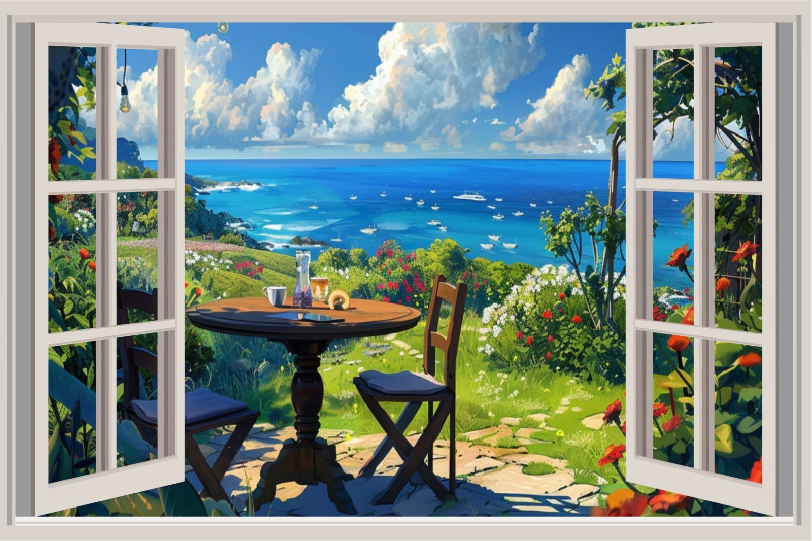 SkyOlla 3D Fake Window Wall Sticker Pack of 2 Removable Vinyl Art Mural Decal