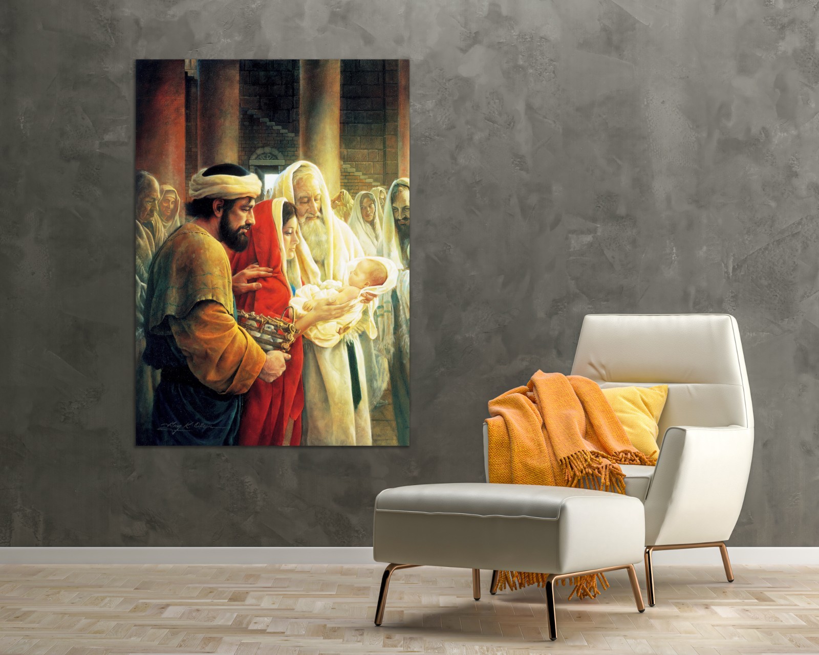 Simeon Reverencing Christ Child Wall Art Print: Holy Family Religious Poster