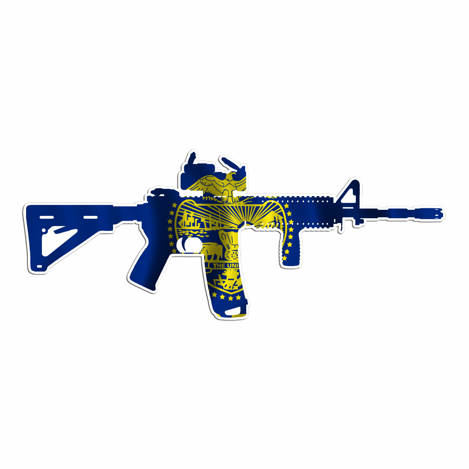 AR 15 Rifle Gun Firearm With Scope- Oregon Flag – Vinyl Decal Sticker