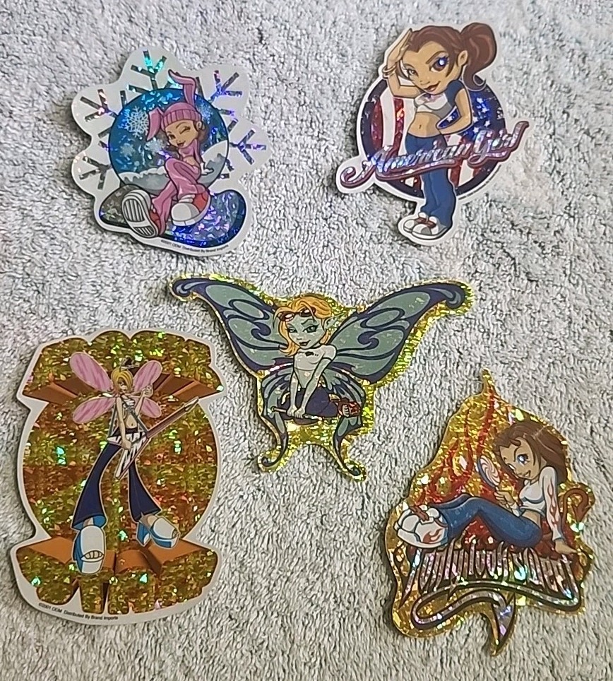 Vtg Lot Of 5 2000s Vending Machine Stickers Girl Themed Fairy Musical Shiney A