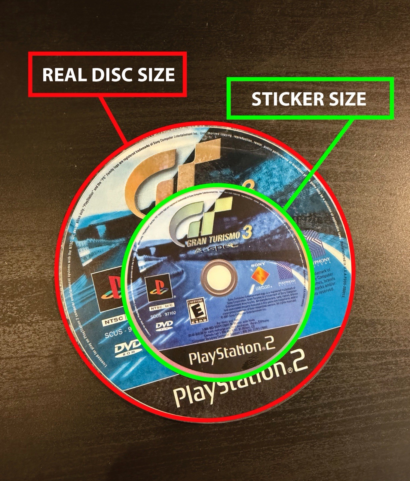 3” Gran Turismo 3 Disc Vinyl Sticker Matte Finish Dishwasher Safe
