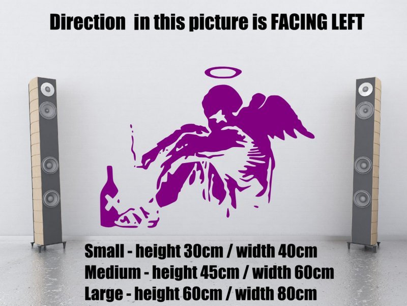 Banksy Graffiti ‘Fallen Angel’ Art vinyl wall stickers decorations 45cm x 60cm