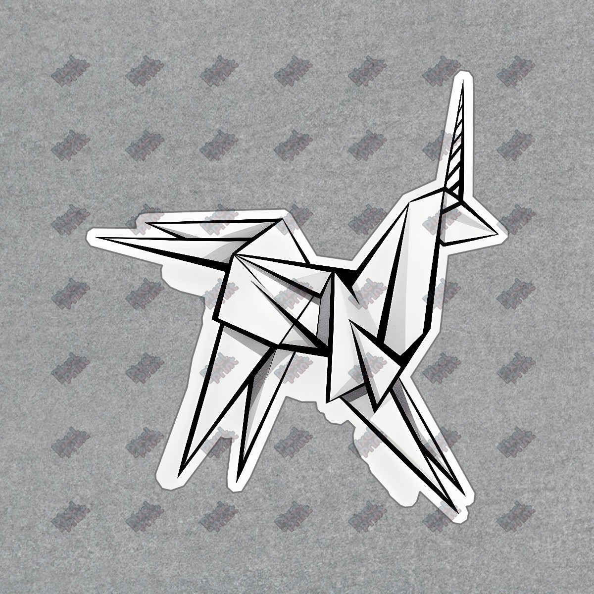 Modern Origami Unicorn Art Print Minimalist Geometric Design Fantasy #19095
