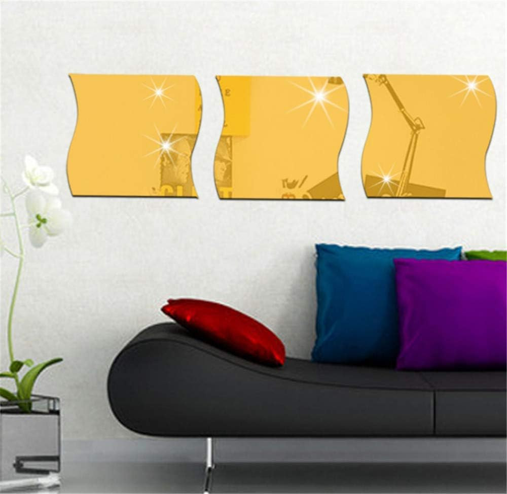 12PCS Wavy Mirror Wall Stickers, Full Length 3D Art DIY Home Decorative Acrylic