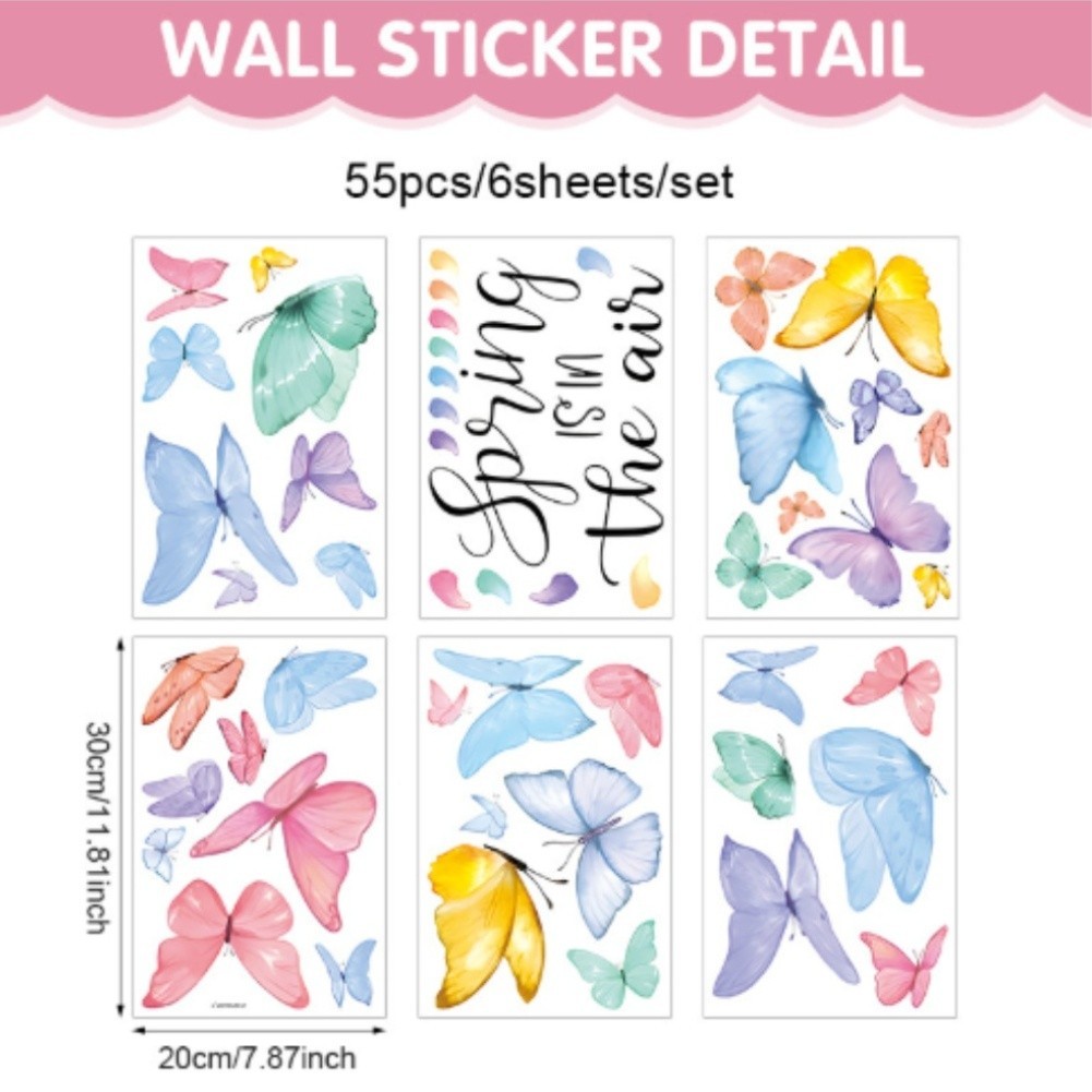 20x30cm Butterfly Wall Stickers Set of 6 for Spring Summer Room Decoration