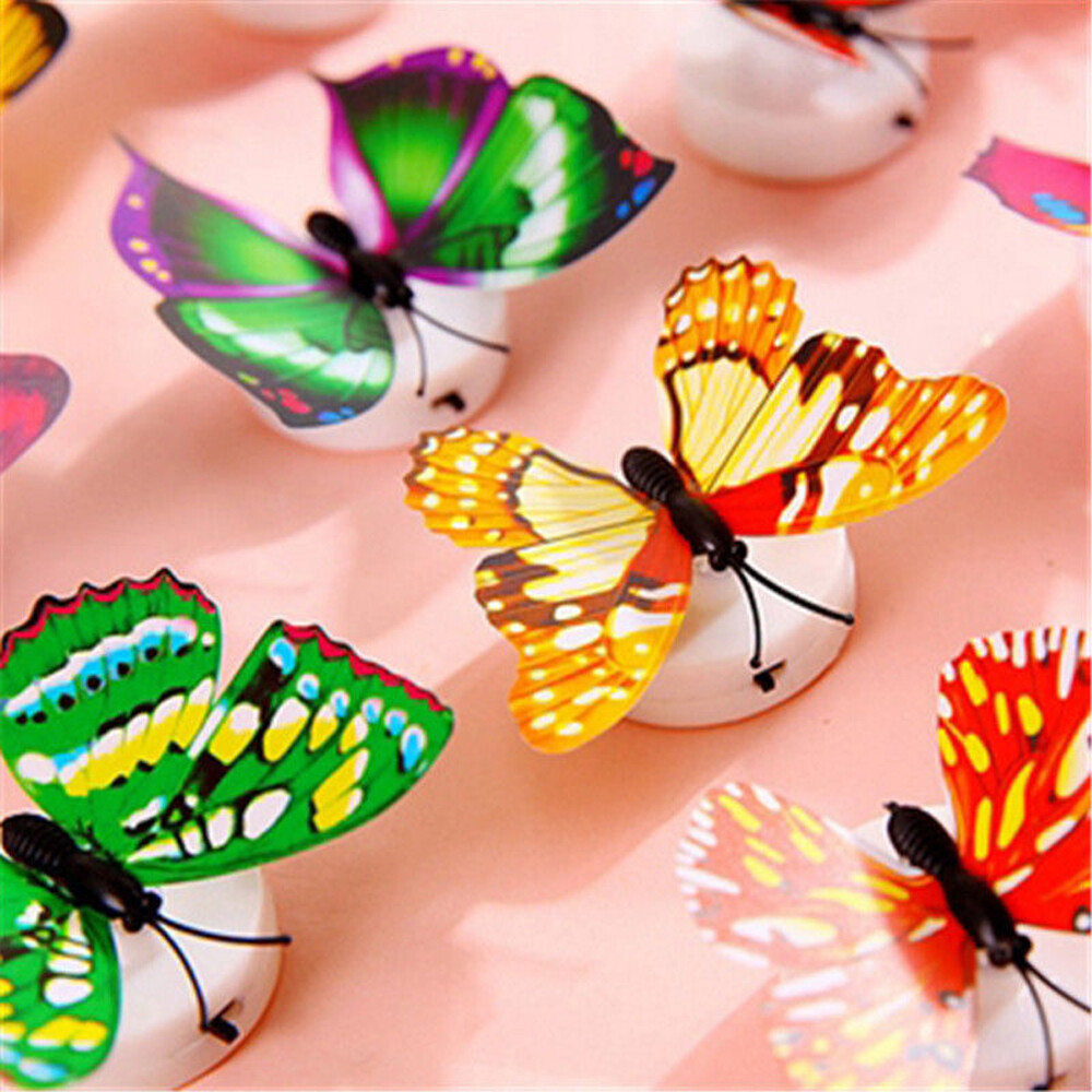 LED Glowing Butterfly Kids Room 3D Glow In Dark Night Light Home Art Wall Stick