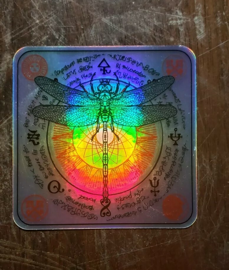 DRAGONFLY ALCHEMY Holographic Sticker Vinyl 3inch UV WEATHER RESISTANT