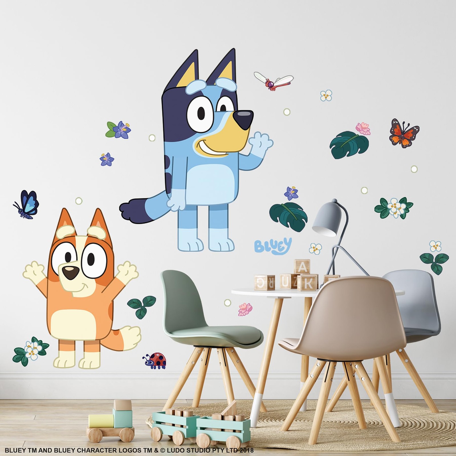 Bluey and Bingo Character Blue Peel and Stick Wall Decals, RMDM5560
