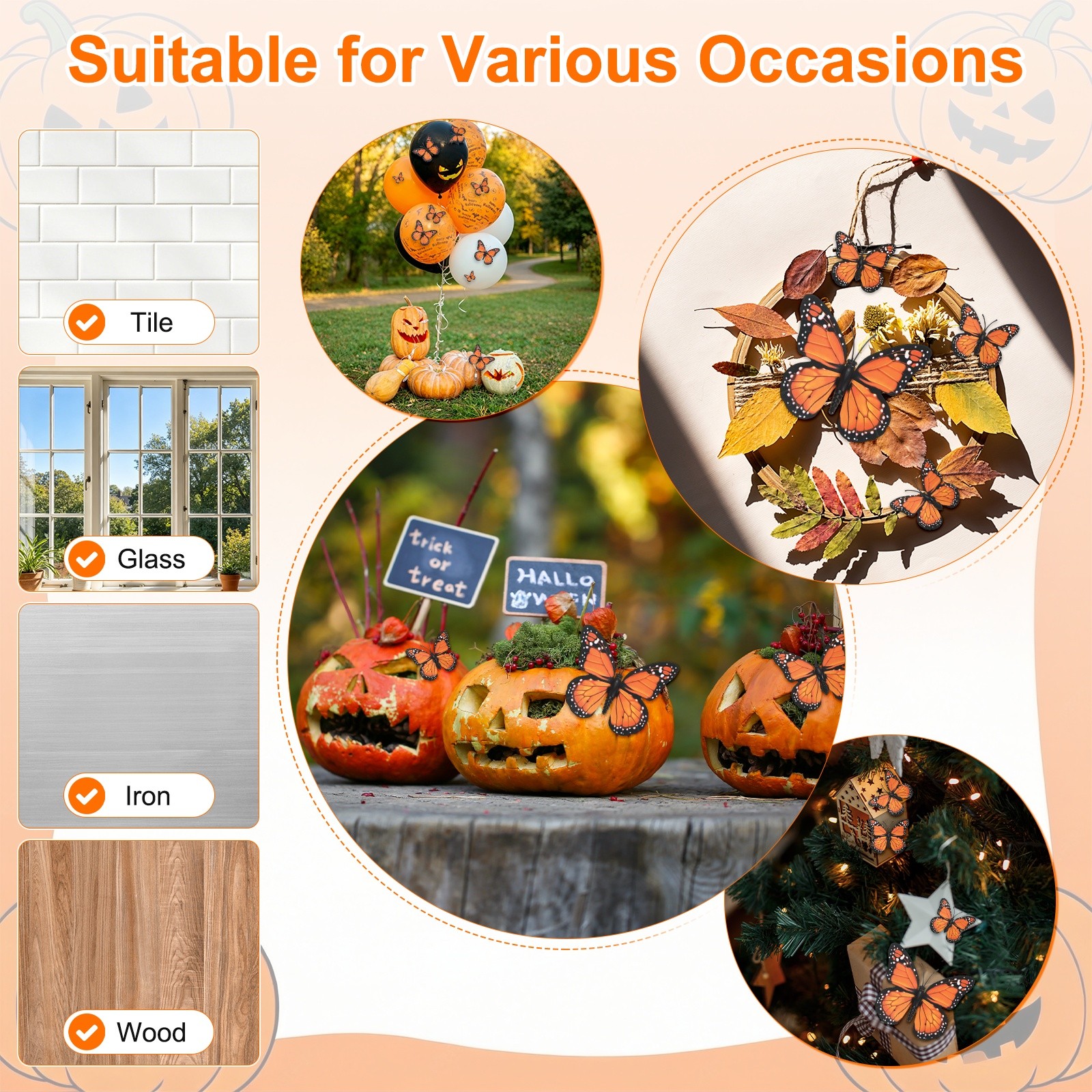 24 Pack Monarch Butterfly Decorations, 3D Wall Decor [Orange, 3.94»x3.15»]