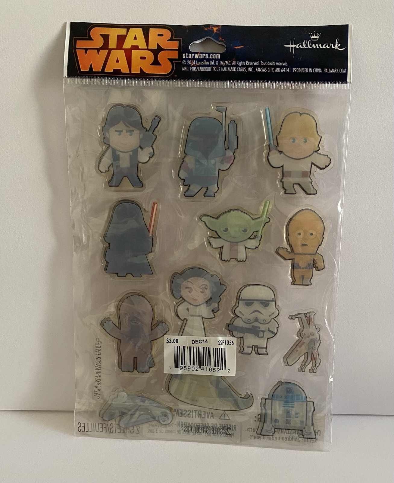 Star Wars – Epoxy Stickers – Stickers – 2 Sheets – Hallmark – 2014 – Sealed- New