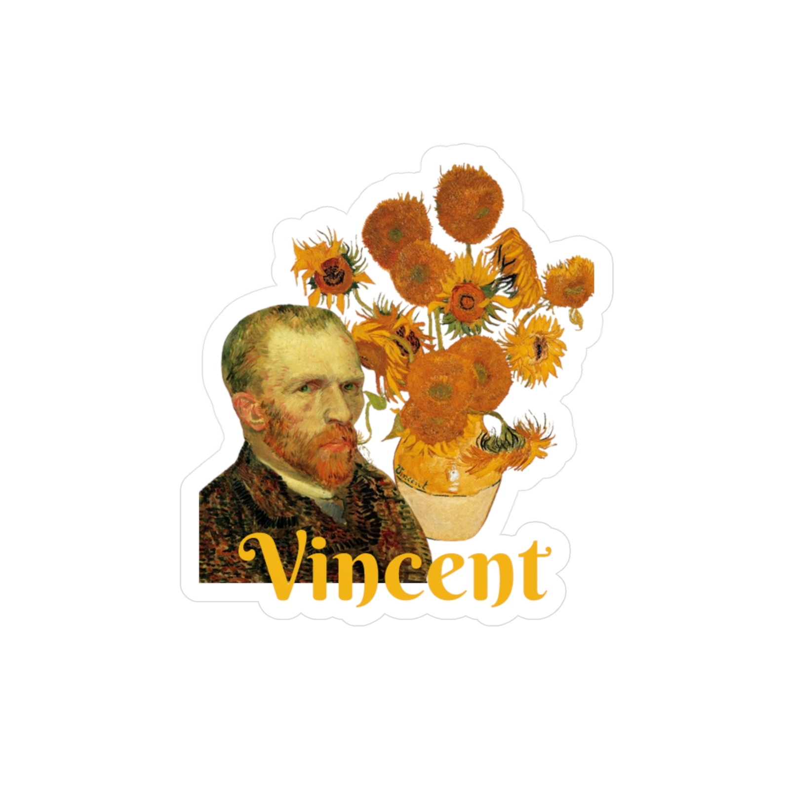 Vinyl Sticker / Decal – Vincent Van Gogh – Self Portrait and Sunflower Collage