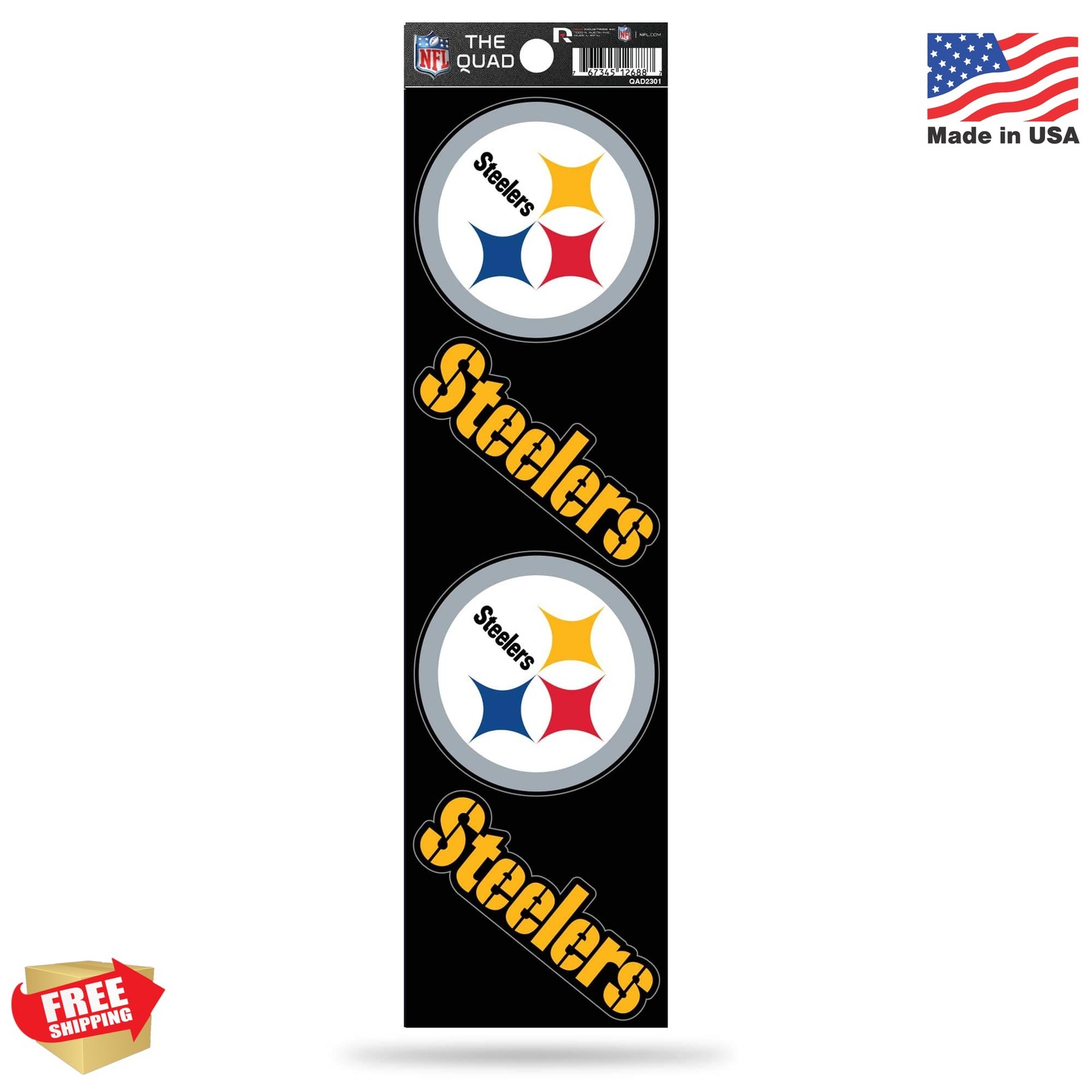 Rico Industries NFL Football Quad Decal 3″ x 12″ Quad Decal – (4) Decals