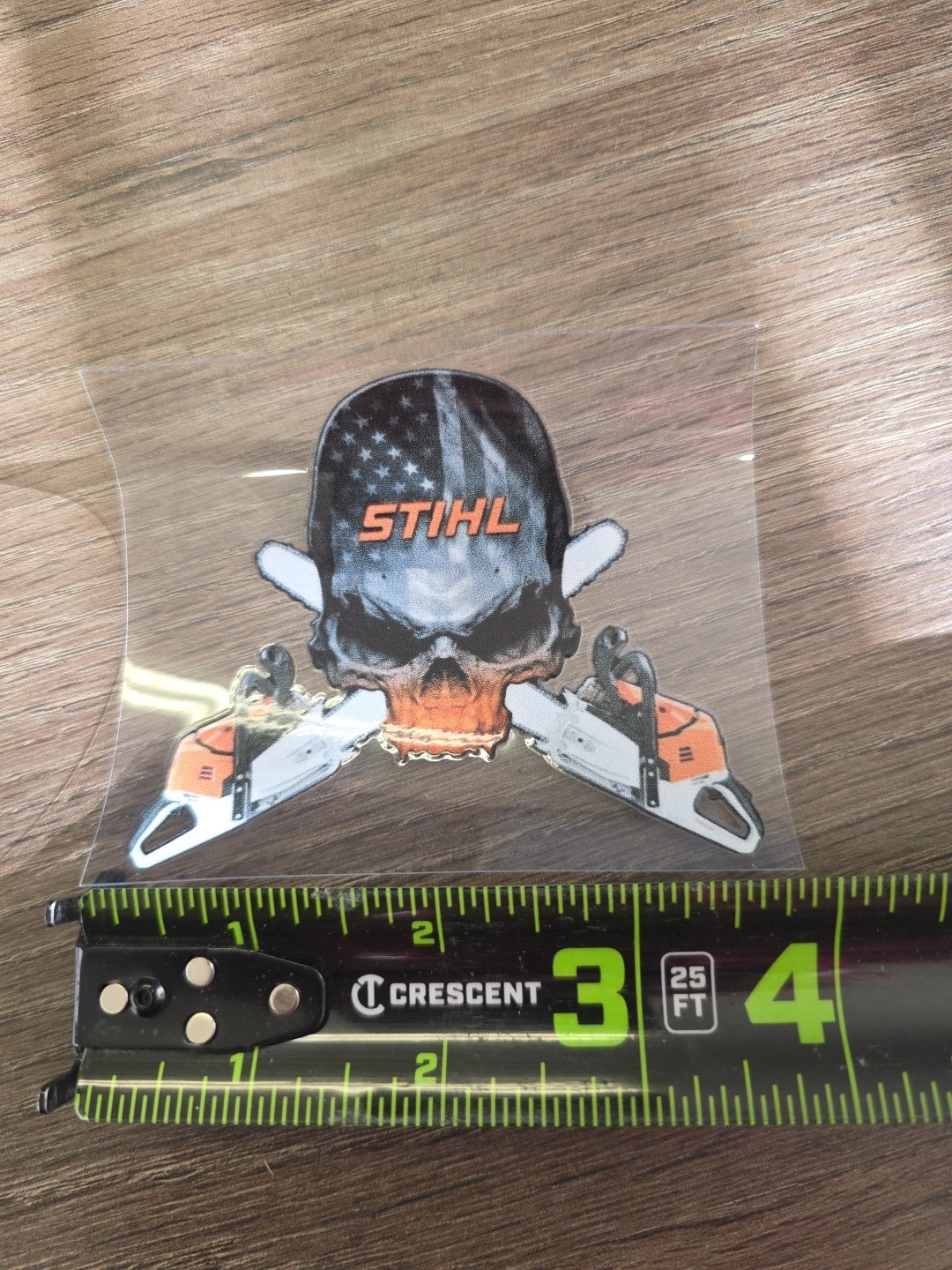 Chainsaw Logger Skull Arborist Cross Bones UVDTF Decal Made In USA Waterproof