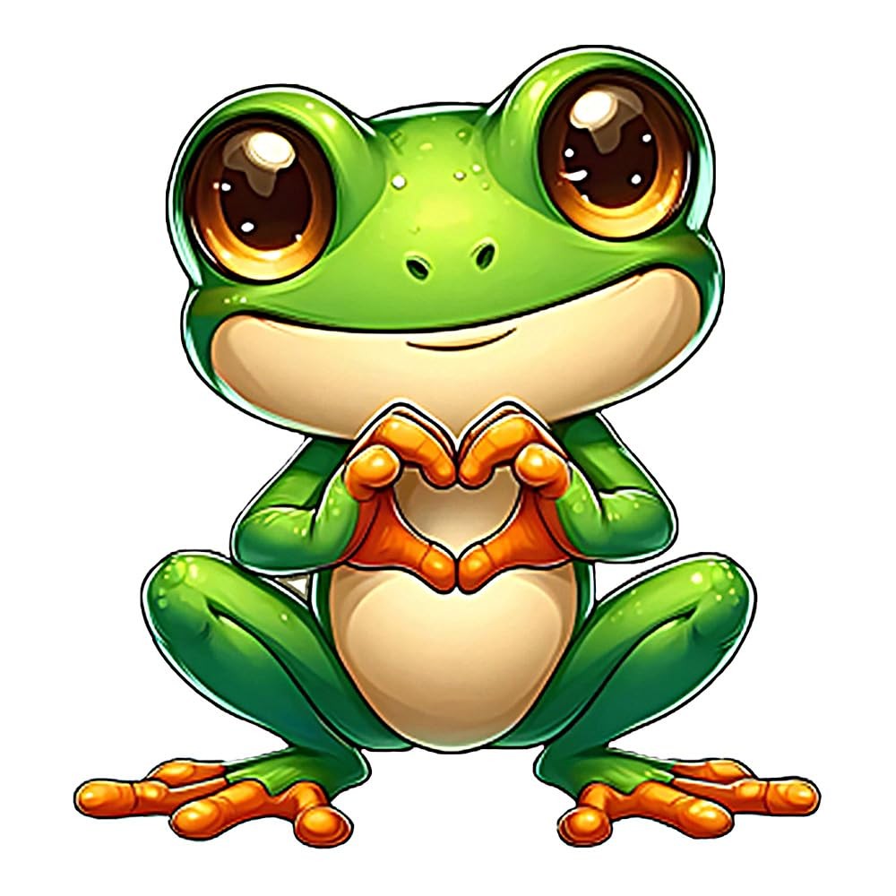 2PC Cute Frog Vinyl Stickers with Heart Pattern Waterproof Decals for Car Tru…