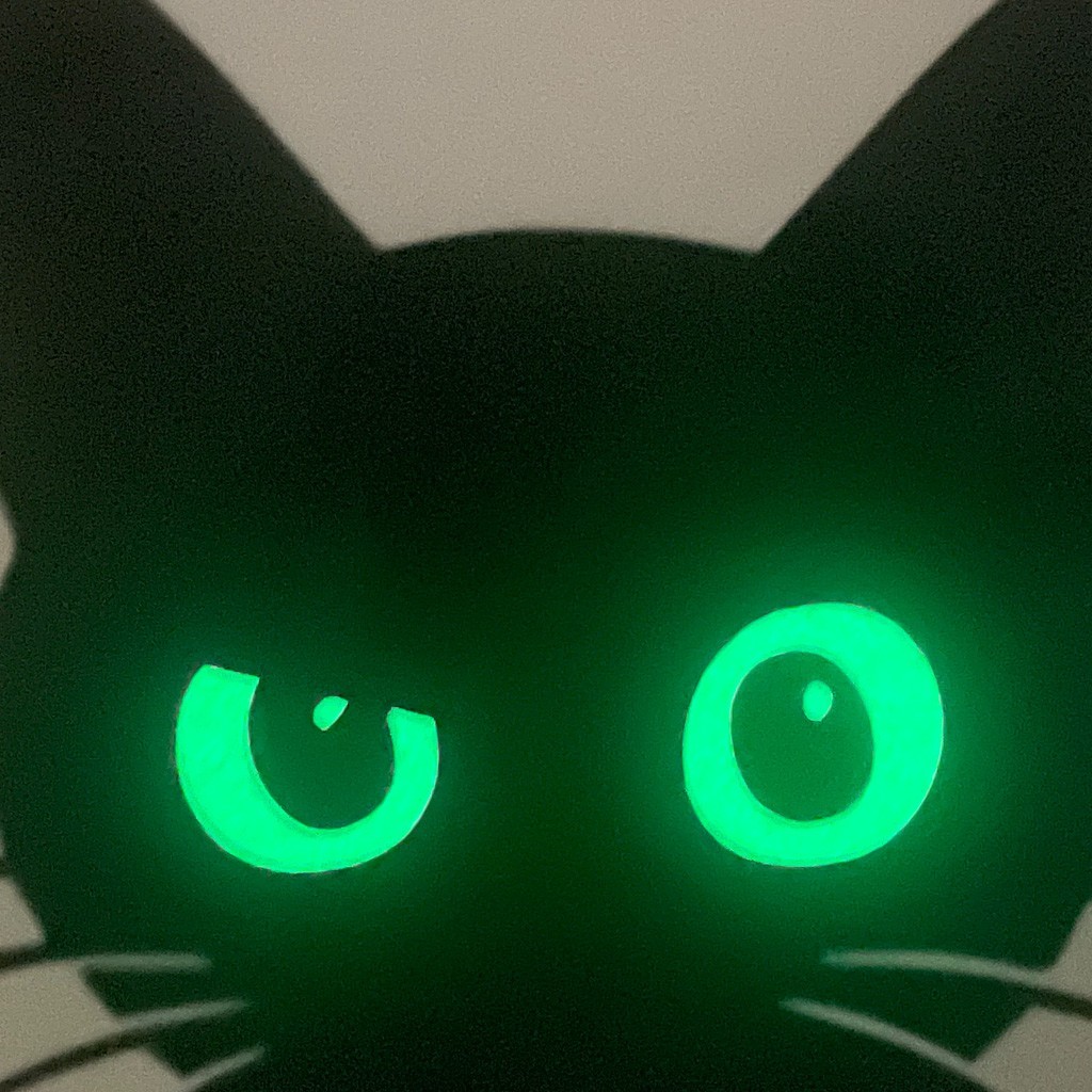 Glow in the Dark Cat Eyes Sticker | Cute Spooky Black Cat Vinyl Decal 3.5″ x 3.5