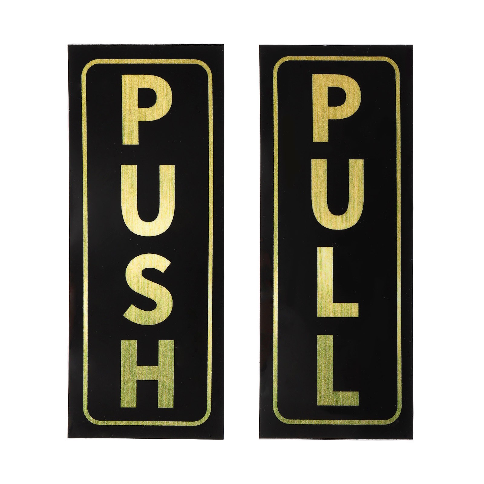1Set Push Pull Door Sign 2″x5″ PVC Adhesive Vertical Pull Push Sticker Golden