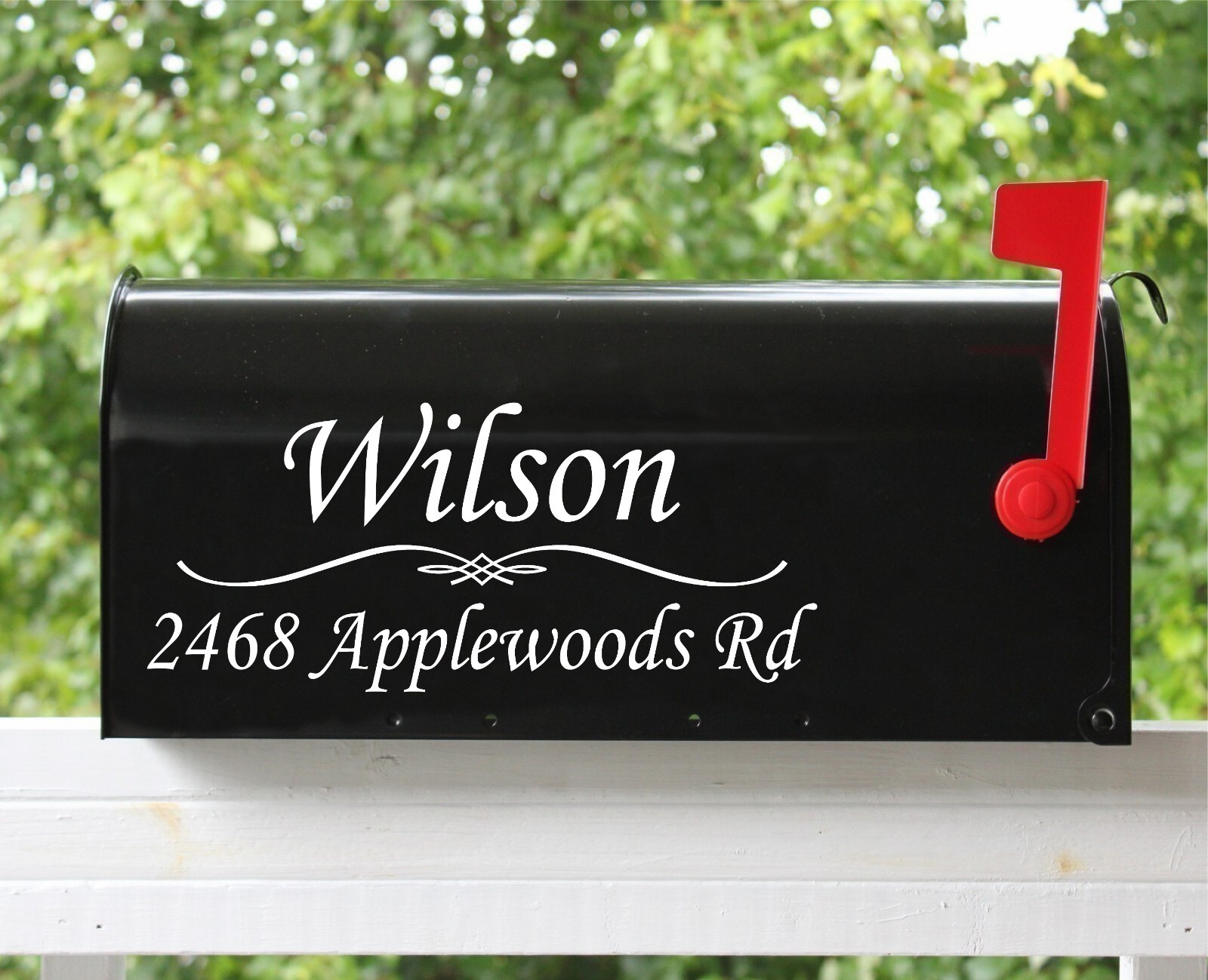 Set of 2 – 11″x4.75″ Custom Mailbox Decals Sticker Name & Street, Many Fonts #13