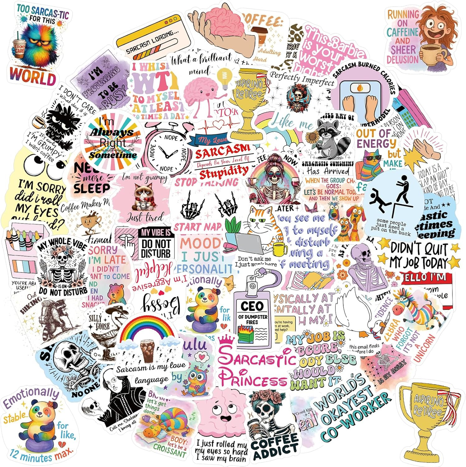 Waterproof Humorous Stickers for Adults – 100 Sarcastic Meme Decals