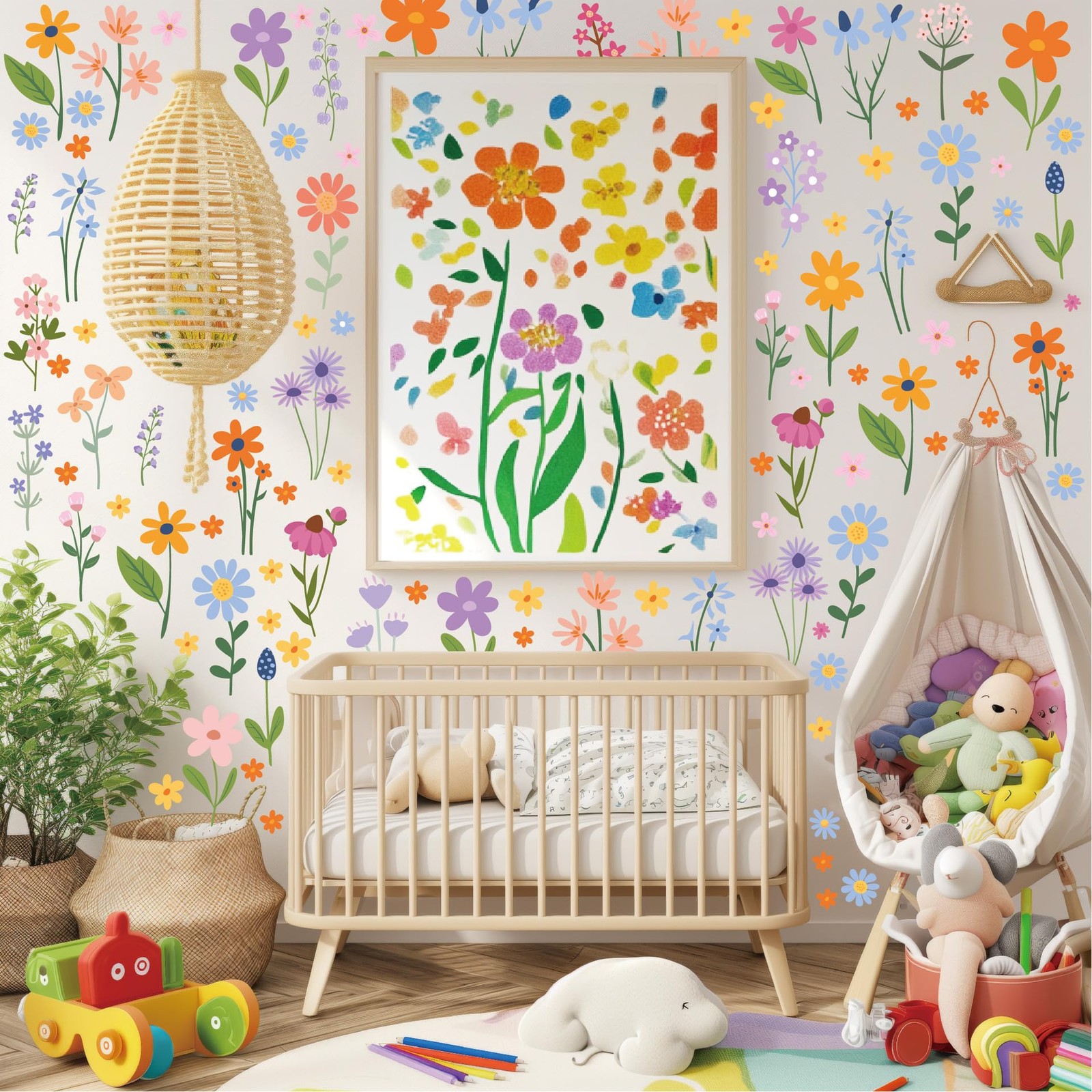Flower Wall Decals – 8 Sheets 102 Pcs Spring Themed Wildflower Wall Stickers …
