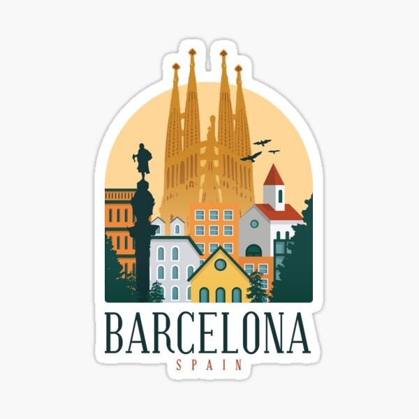 Travel the World City Barcelona Spain Vinyl Decal Sticker Laptop Bumper Phone