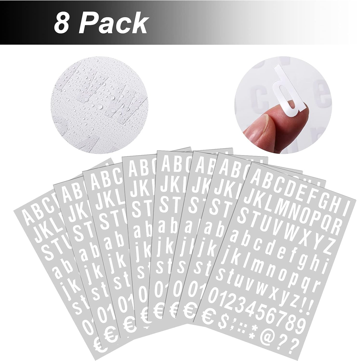 8 Sheets Self-Adhesive Vinyl Letters Numbers Kit, 536 Alphanumeric Stickers