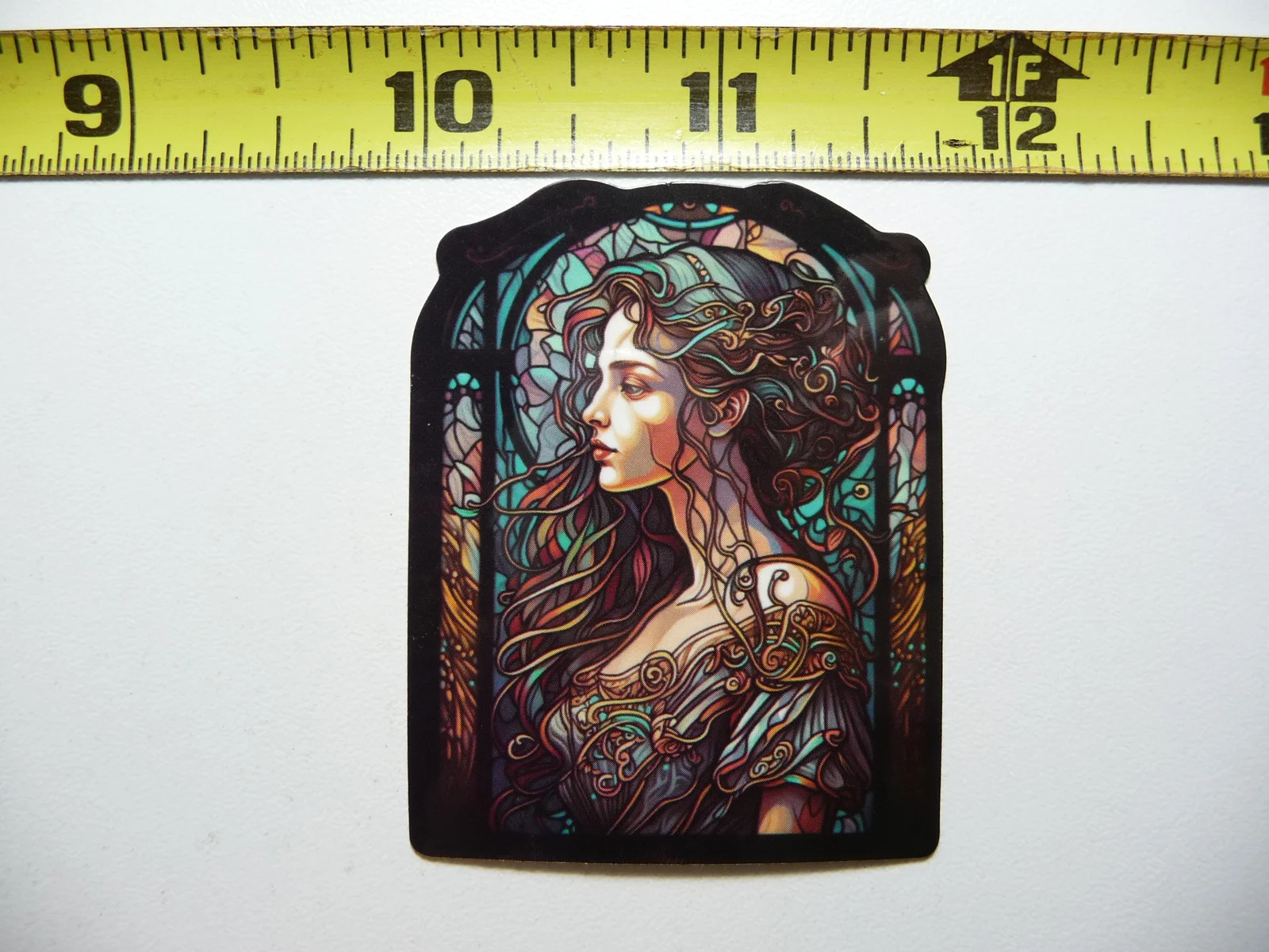 GOOD WITCH GAZING SMALL STICKER DECAL STAINED GLASS STYLE BEAUTIFUL COLORS