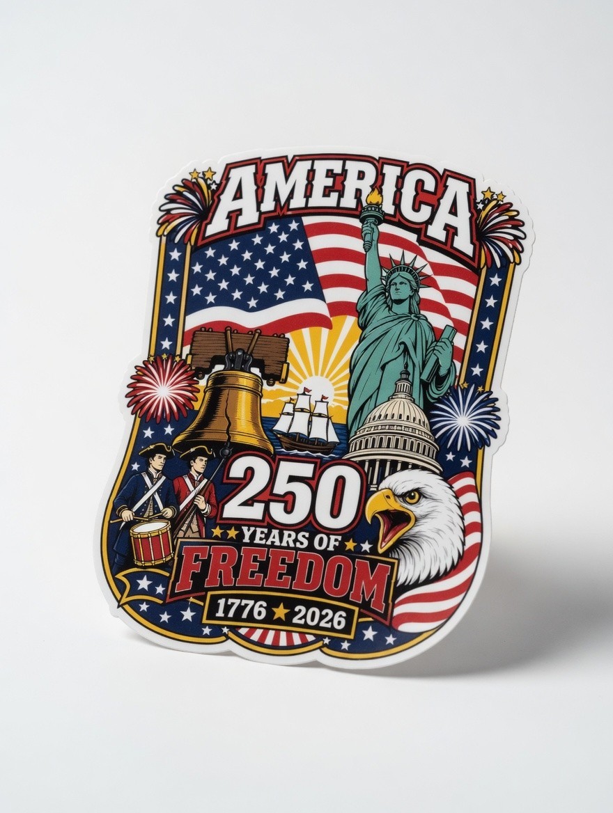 America 250 Adhesive Sticker | 1776–2026 Patriotic Decal | America’s 250 Years