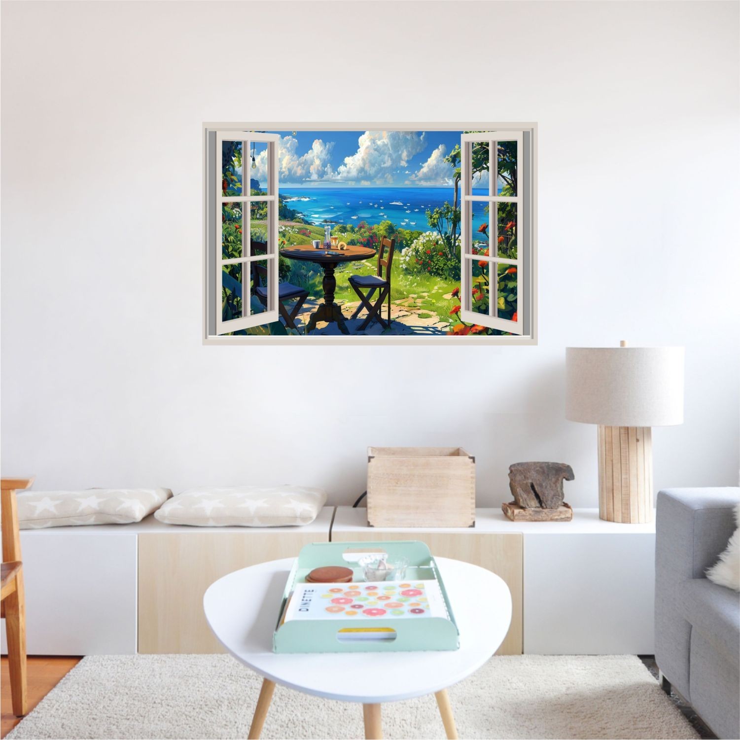 SkyOlla 3D Fake Window Wall Sticker Pack of 2 Removable Vinyl Art Mural Decal