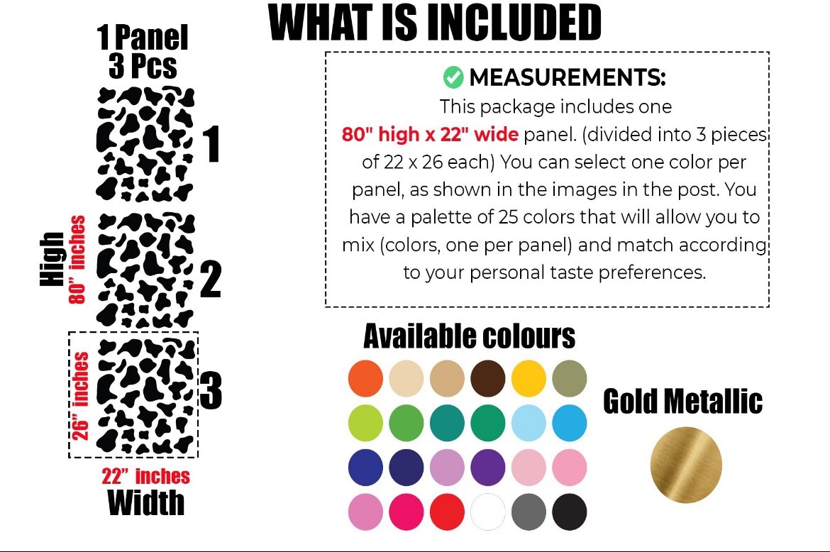 Cow Spots Wall Decals | 80″ x 22″ Peel and Stick Decor | Cow Print Decals