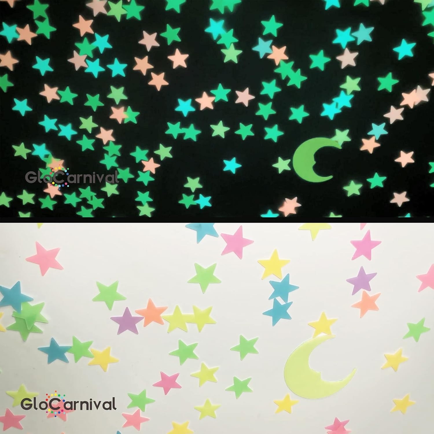 Realistic 3D Glow Stars Stickers Set – Perfect Night Light for Kids’ Bedrooms