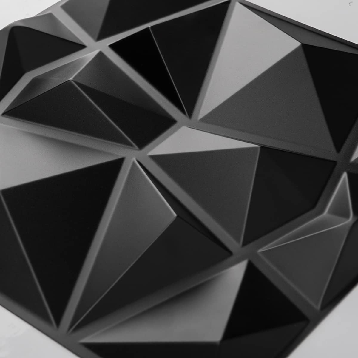 Fire-Resistant 3D Wall Panels – 12×12 Matte Black Art Deco – 33 Pack