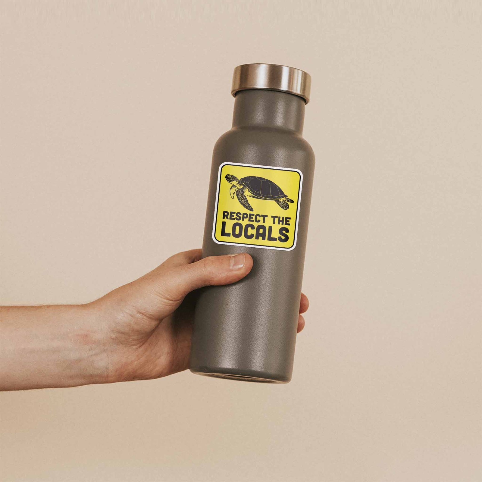 Respect the Locals Sea Turtle Sticker – Funny Beach Decal for Laptop