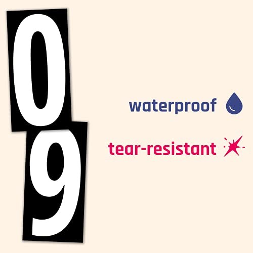 40 Pieces, 6″ – Vinyl Number Stickers, Waterproof 6 x 3 inches White Numbers