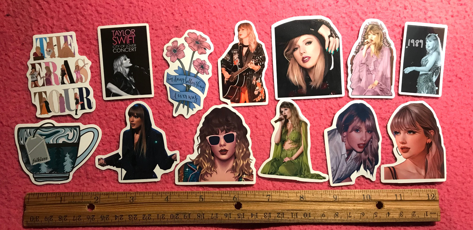 LOT OF 10 TAYLOR SWIFT Stickers Music Concert Decals songs lyrics swiftie pics