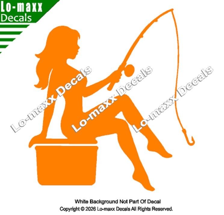 Mudflap Fishing Girl Die Cut Vinyl Decal High Performance Truck Car Sticker