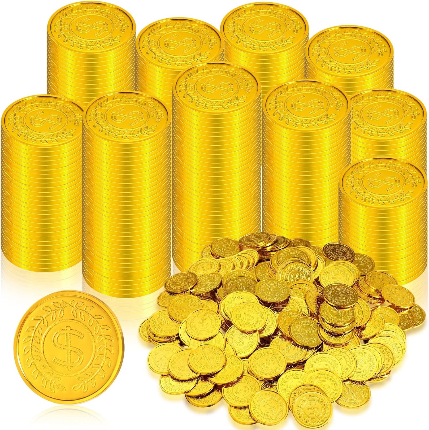 1000 Pcs Pirate Gold Coins Plastic Treasure Play Toy Fake St. Patricks…