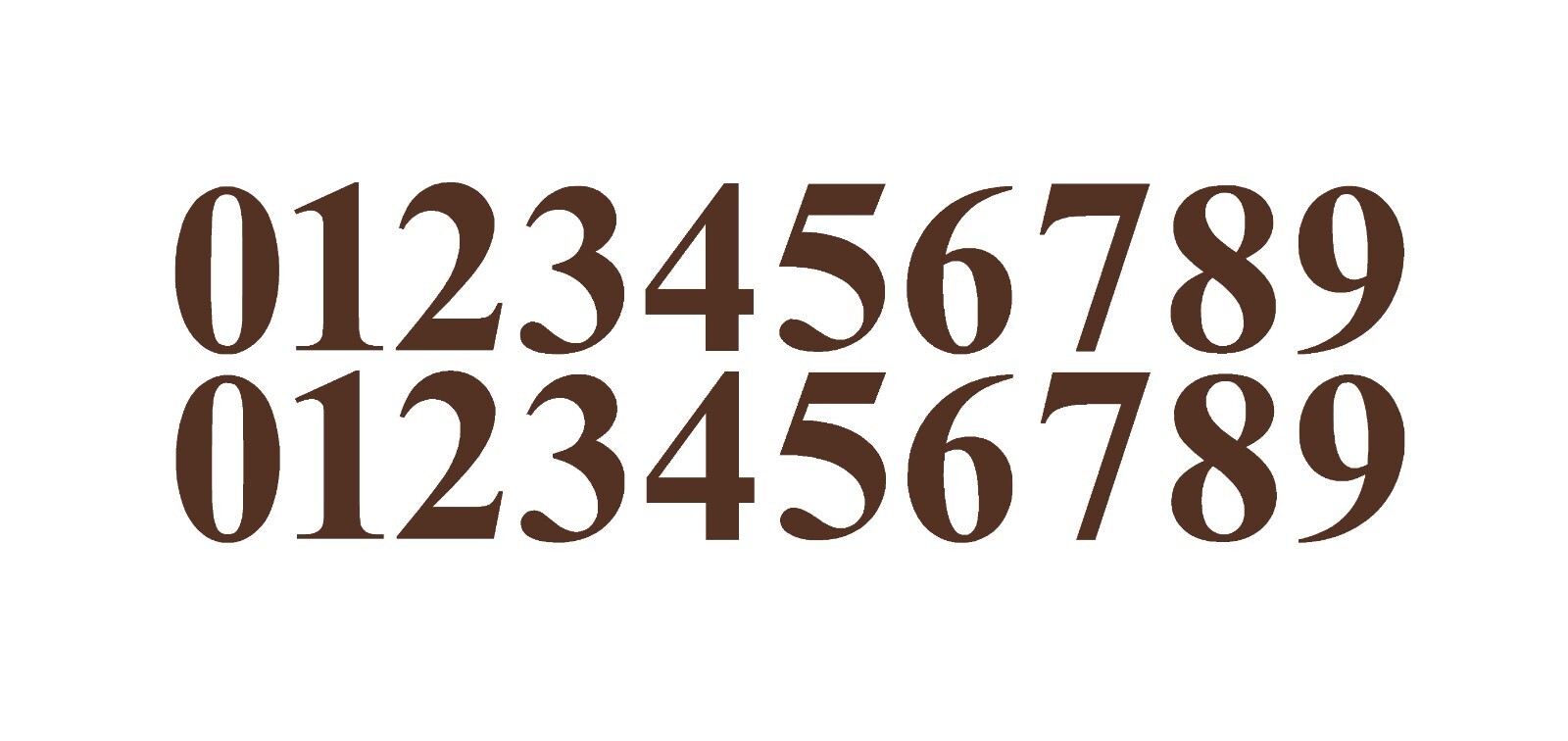 0-9 Numbers Brown Sticker Vinyl Decals CHOOSE .5″ – 12″ Set Of 20 (V646)
