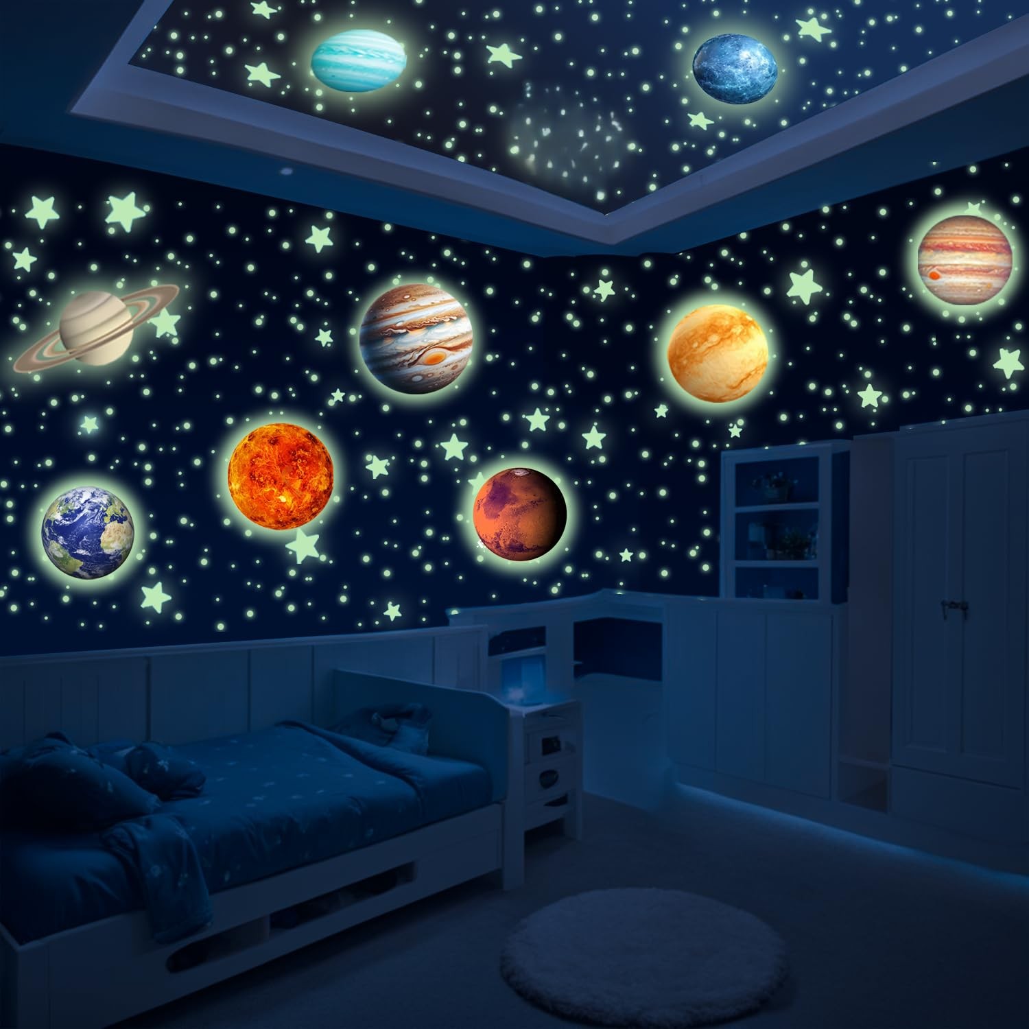 Glow in the Dark Stars and Planets – 534 pcs with Constellation E-Book | Solar