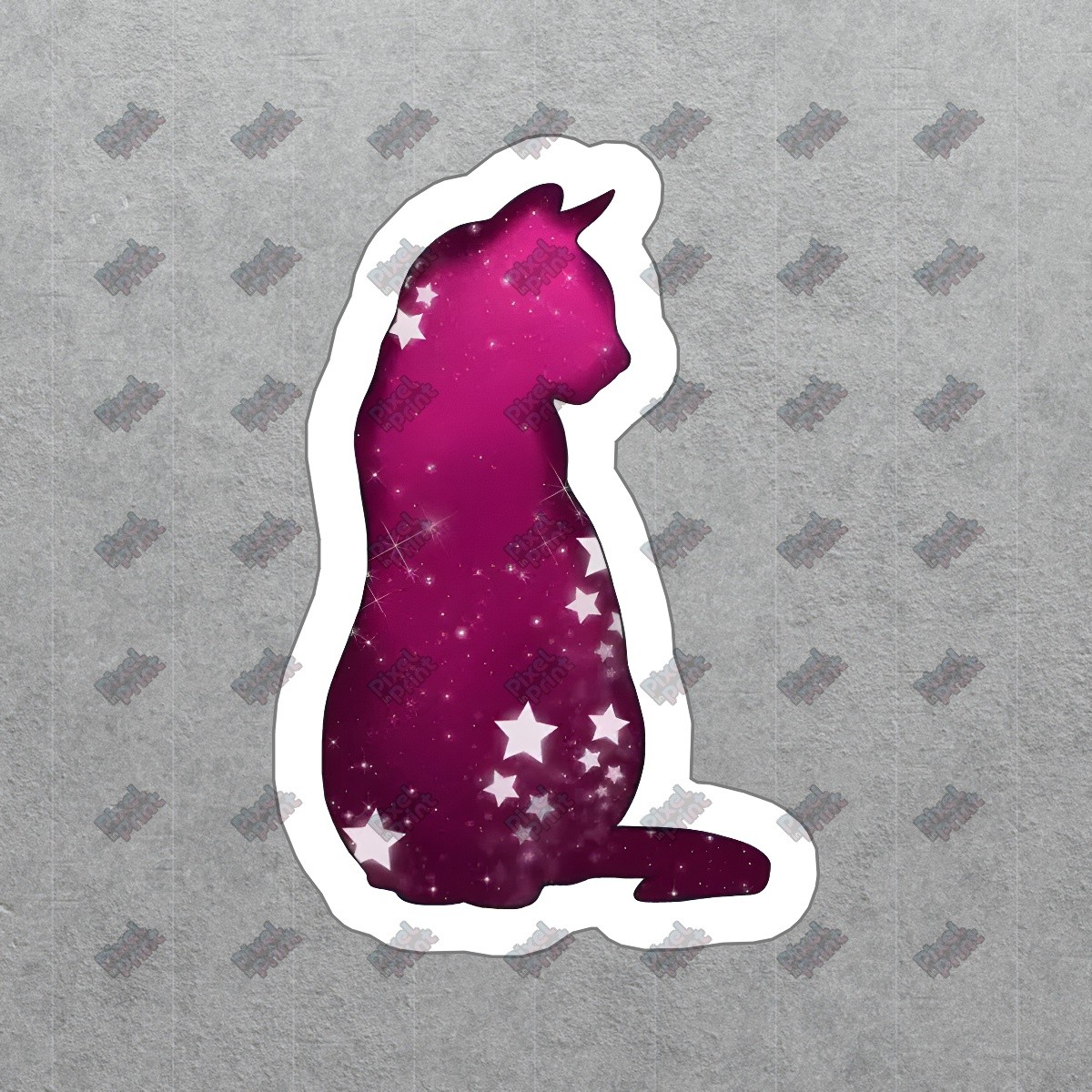 Cosmic Cat Vinyl Sticker Starry Night Decal for Laptop, Water Bottle, #660626