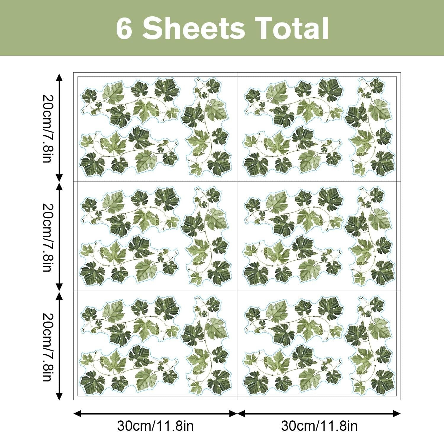 Supzone Green Vine Wall Decal – Evergreen Ivy Leaves Sticker